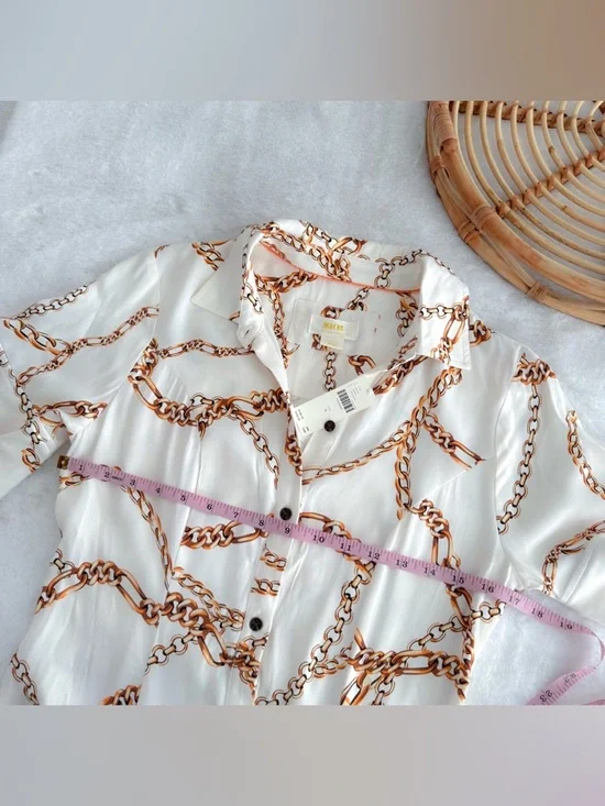 Anthropologie Maeve Chain Printed Short Sleeve Shirt Maxi Dress NWT - Picture 14 of 15